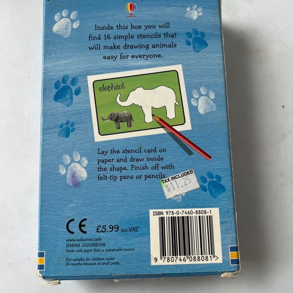 Lot of 2 Usborne Animal Stencil Cards And Salish Sea Flash Cards Educational - Picture 3 of 12